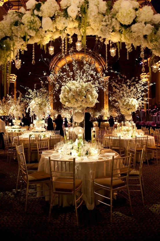 Tall Wedding Centrepieces Elaborate white floral centrepieces Absolute Perfection