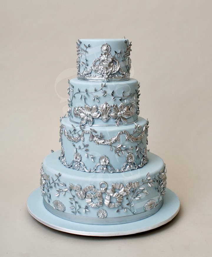 Baby blue winter wedding cake