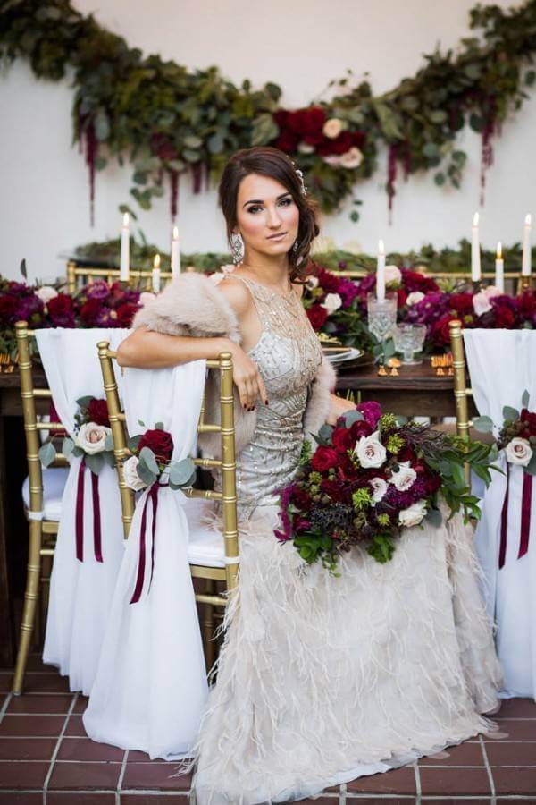 Burgundy & cream bridal bouquet