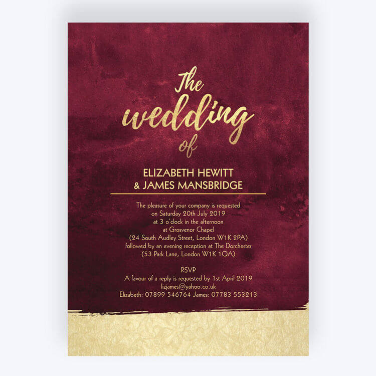 Burgundy & gold wedding stationery