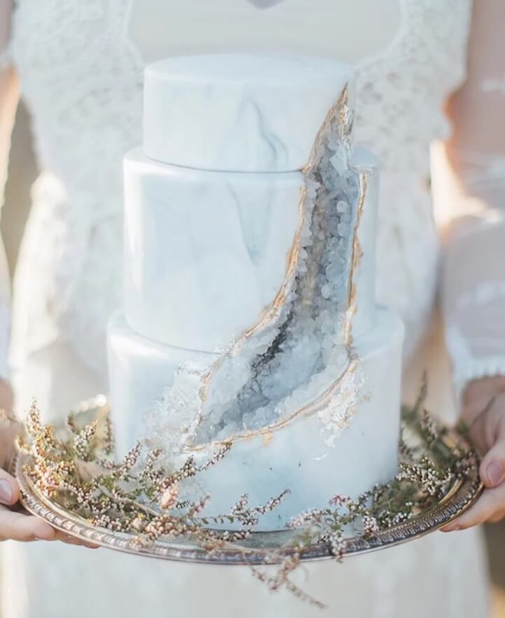 Ice Crystal Geode Marble Wedding Cake