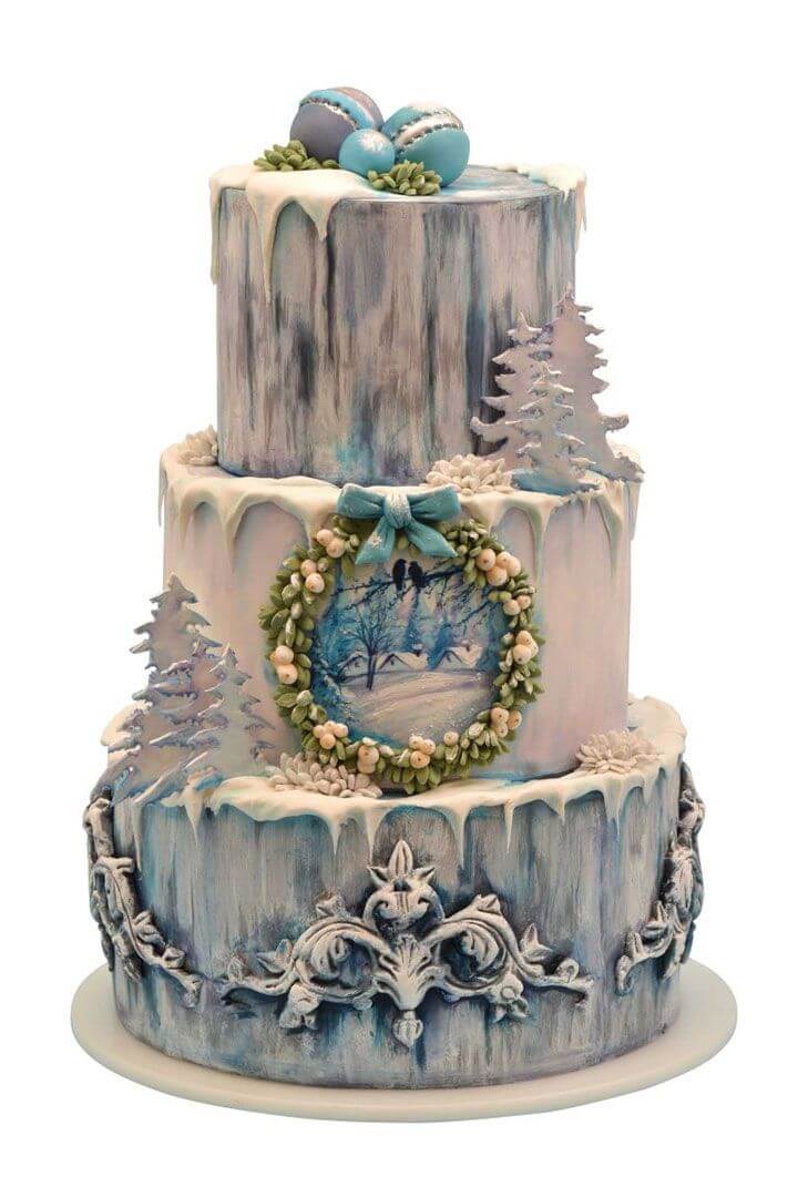 Iced Winter Wonderland Wedding Cake