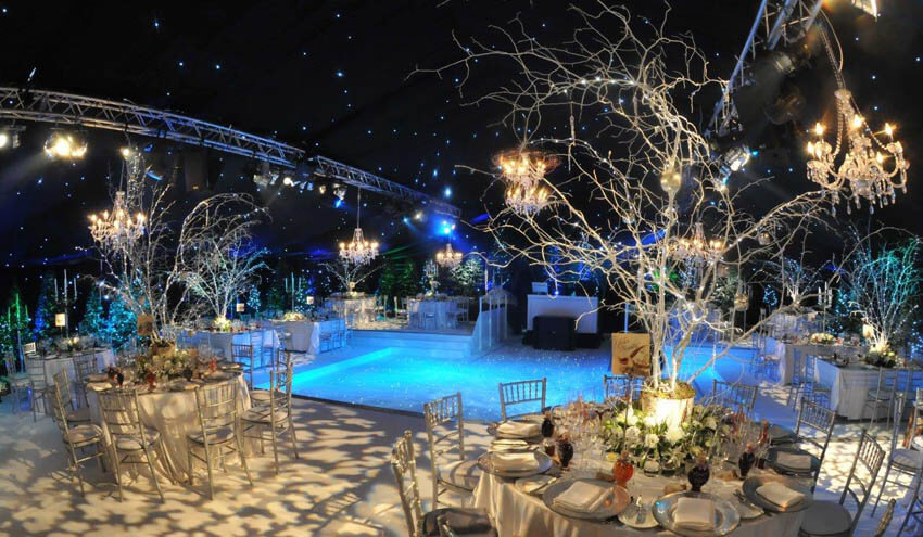 Festive wintery wedding reception