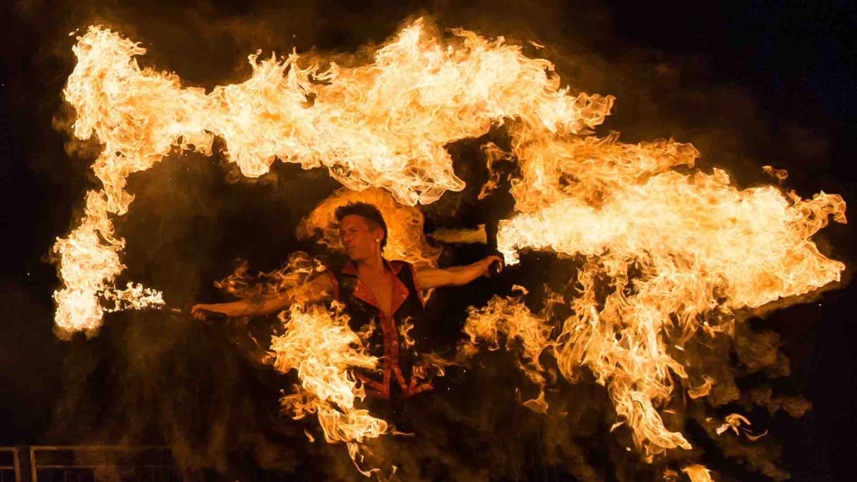 Fire poi wedding entertainer