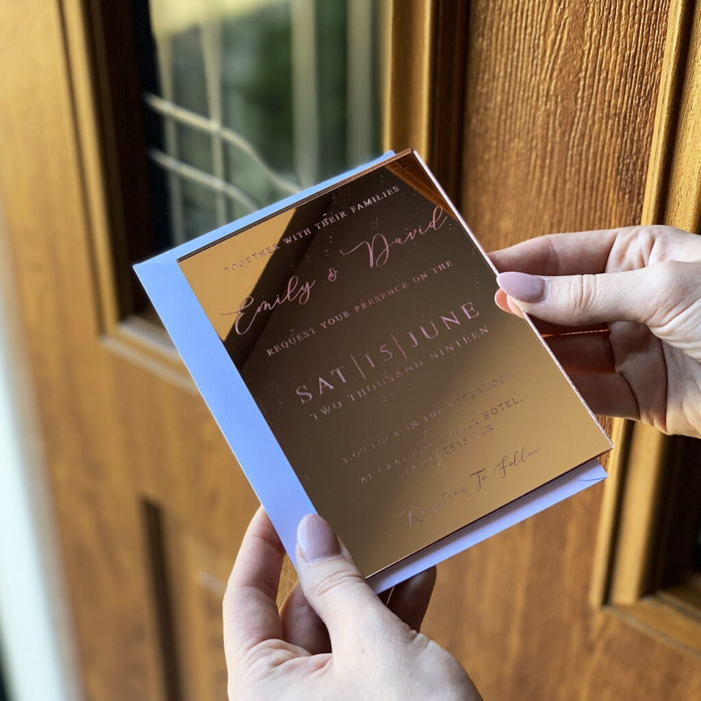Frosted acrylic laser cut wedding invitations
