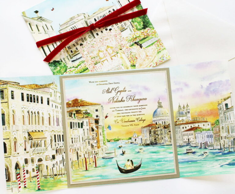 Handpainted watercolour wedding invitations