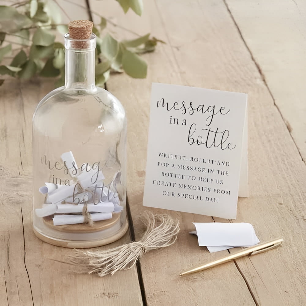 Wedding message in a bottle guest book wedding trends 2026
